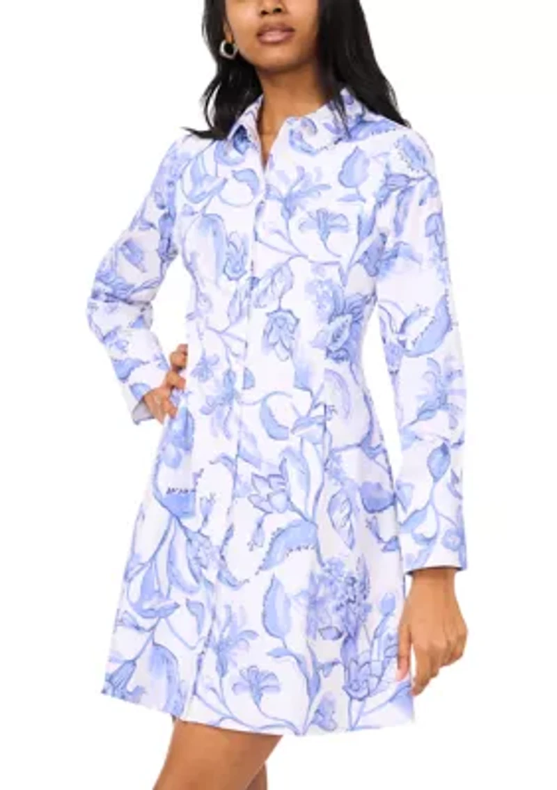 Women's Long Sleeve Button Front Shirtdress