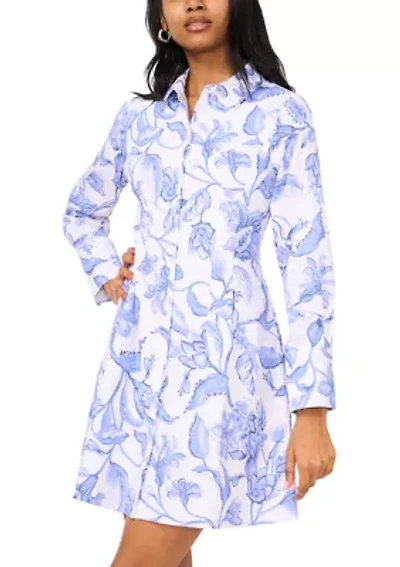 Women's Long Sleeve Button Front Shirtdress