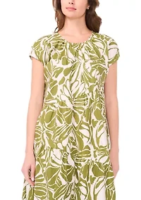 Women's Short Sleeve Printed Cotton A-Line Dress