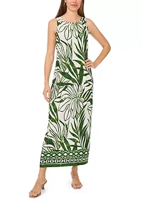 Women's Sleeveless Leaf Print Maxi Dress