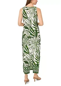 Women's Sleeveless Leaf Print Maxi Dress