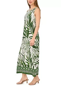 Women's Sleeveless Leaf Print Maxi Dress