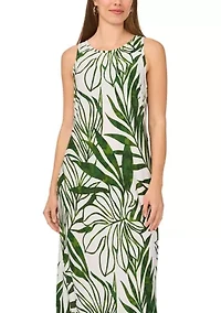 Women's Sleeveless Leaf Print Maxi Dress