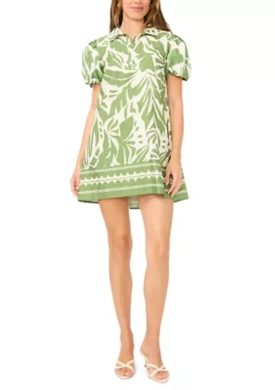 Women's Puff Sleeve Printed Babydoll Shirtdress