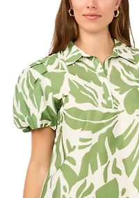 Women's Puff Sleeve Printed Babydoll Shirtdress