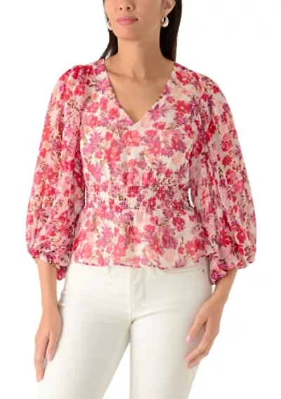 Women's Smock Waist Print Blouse