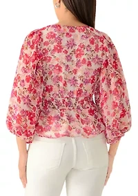 Women's Smock Waist Print Blouse