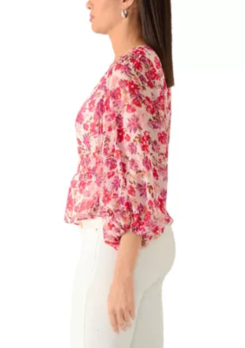 Women's Smock Waist Print Blouse