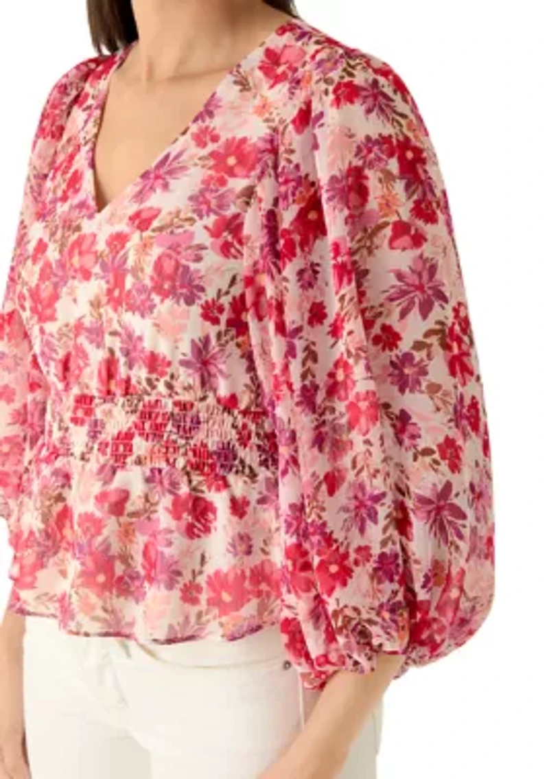 Women's Smock Waist Print Blouse