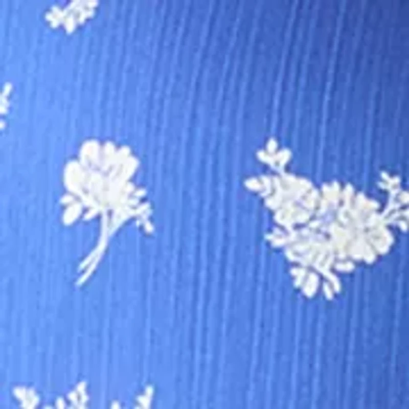 Petite Puff Sleeve Split Neck Floral Peasant Top