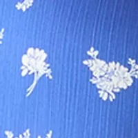 Petite Puff Sleeve Split Neck Floral Peasant Top