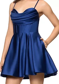 Women's Sheath Satin Corset Drape Dress