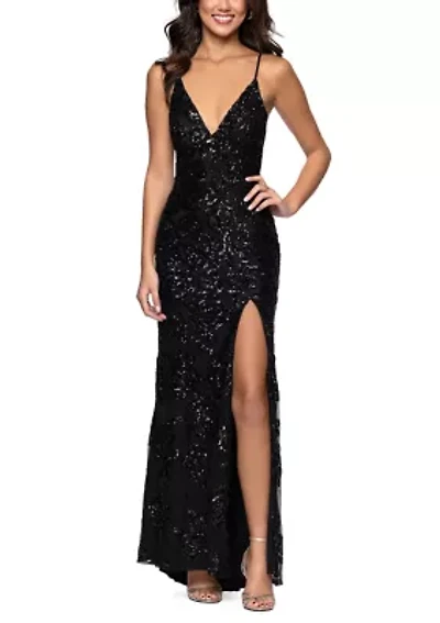 Women's Rose Pattern Sequin Gown