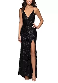 Women's Rose Pattern Sequin Gown
