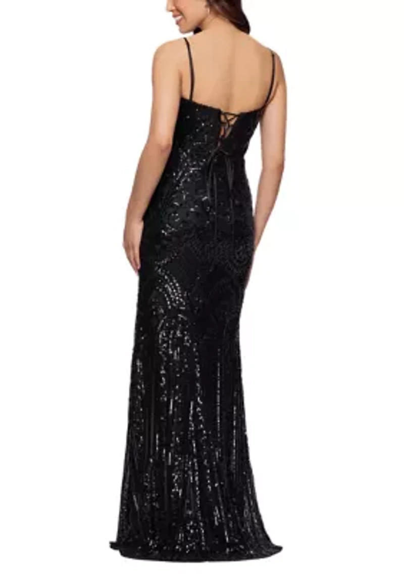 Women's Sleeveless Patterned Sequin Dress
