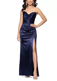Women's Strapless Satin Gown