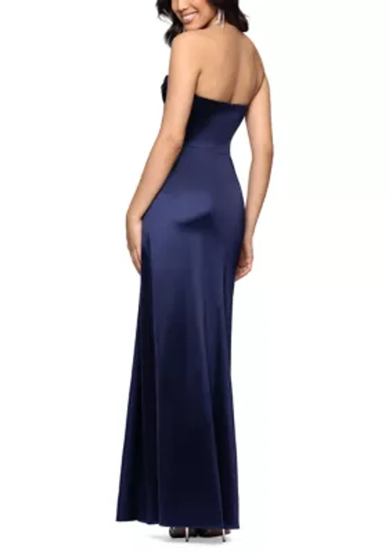 Women's Strapless Satin Gown