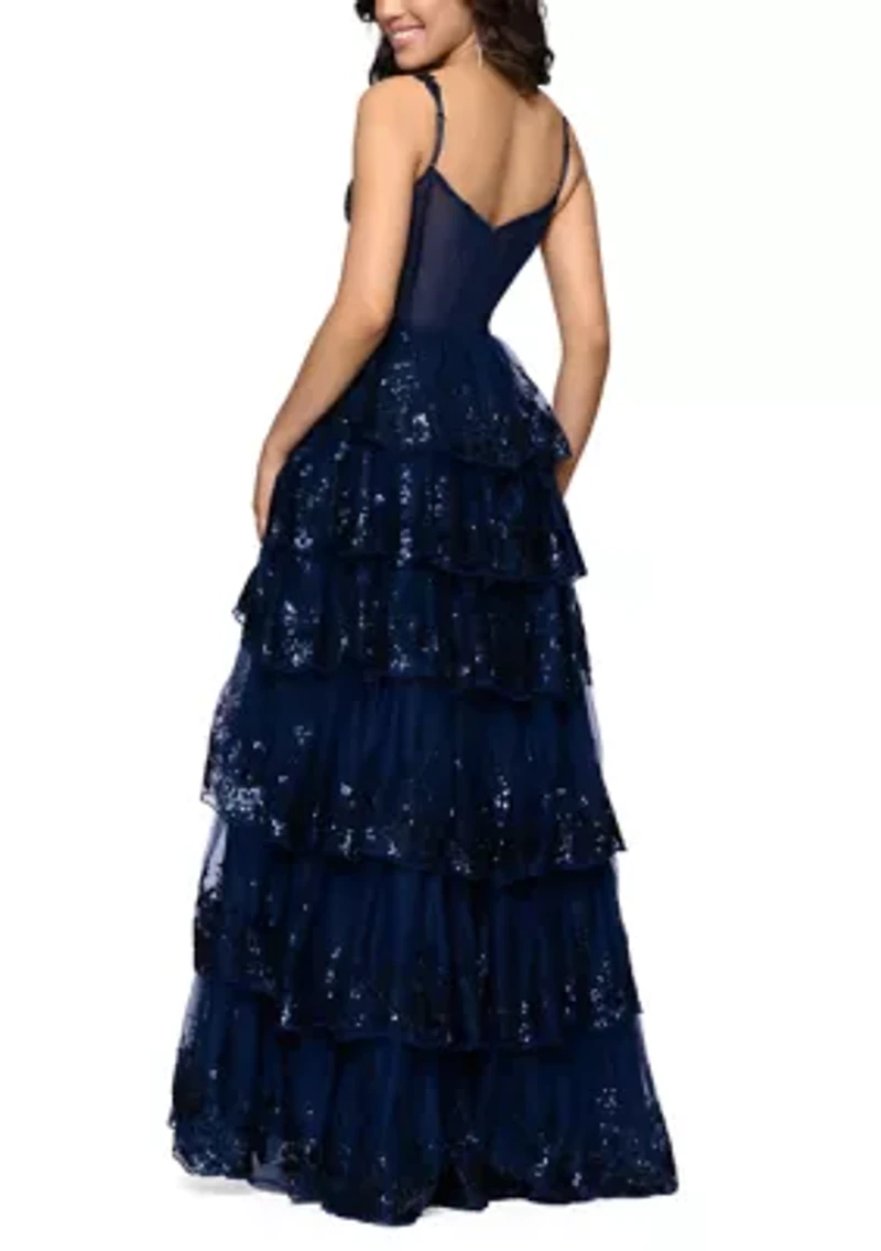Women's Tiered Sequin Lace Ballgown