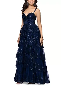 Women's Tiered Sequin Lace Ballgown