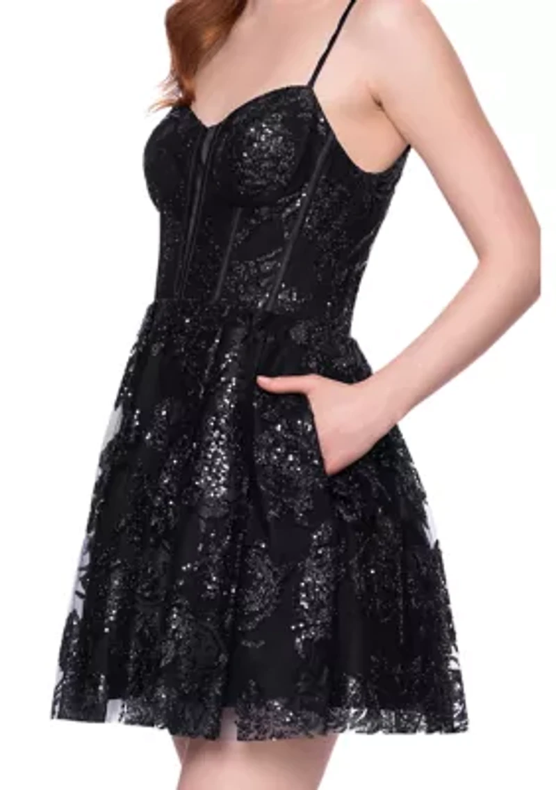 Women's Shift Glitter Mesh Party Dress