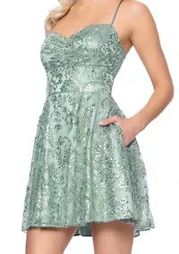 Women's Short Pinch Glitter Party Dress