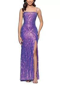 Women's Iridescent Patterned Sequin Gown