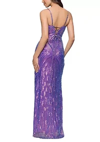 Women's Iridescent Patterned Sequin Gown