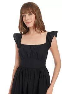 Flutter Sleeve Embroidered Midi