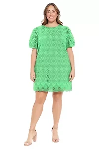 Puff Sleeve Eyelet Shift