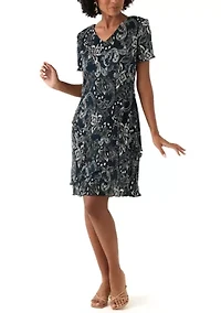 Women's V-Neck Paisley Print Crepe A-Line Dress