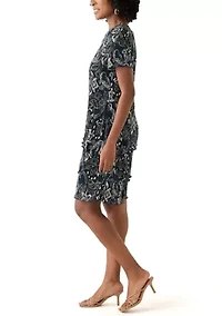 Women's V-Neck Paisley Print Crepe A-Line Dress