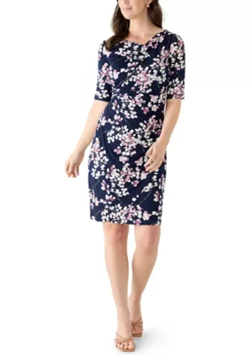 Women's Short Sleeve Printed Shift Dress