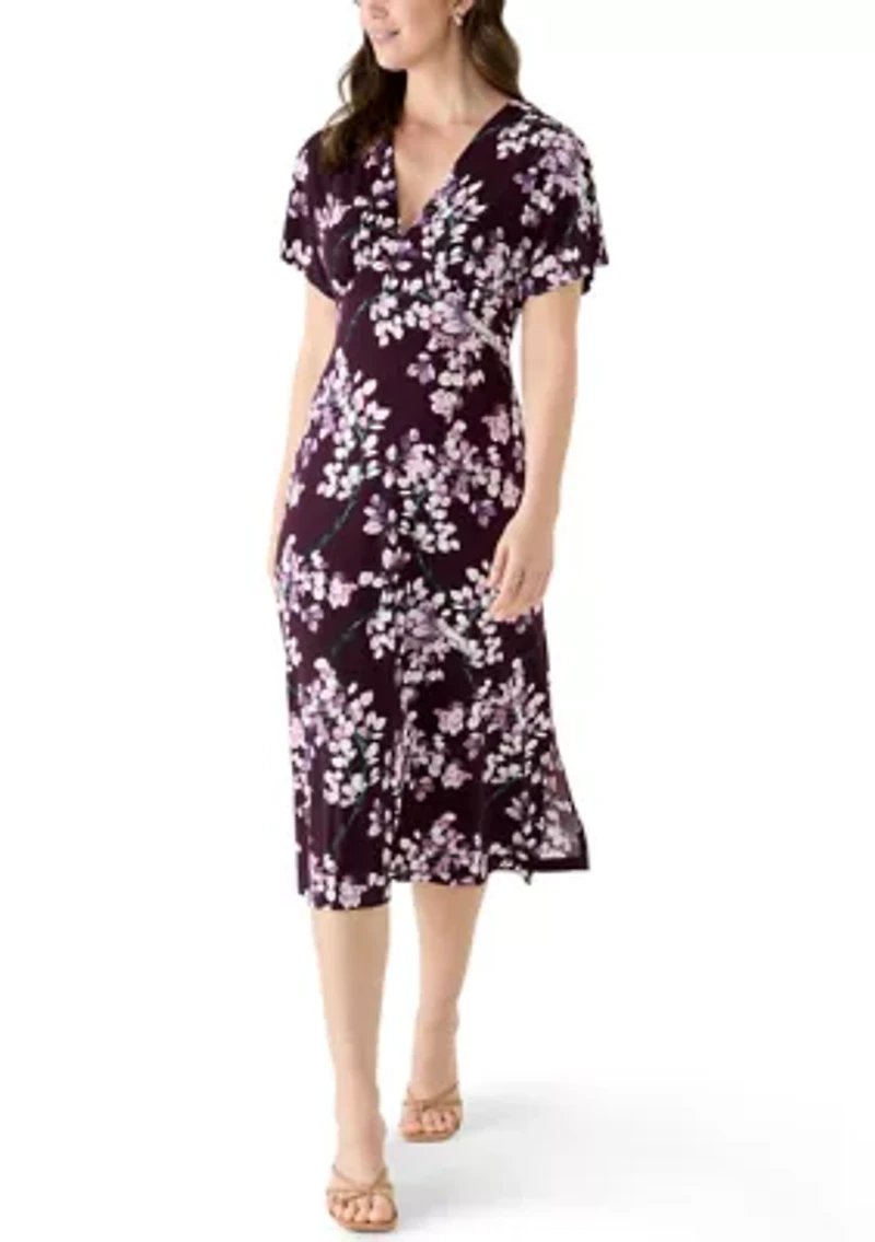 Women's Short Sleeve Printed Midi Dress