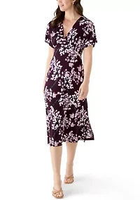 Women's Short Sleeve Printed Midi Dress