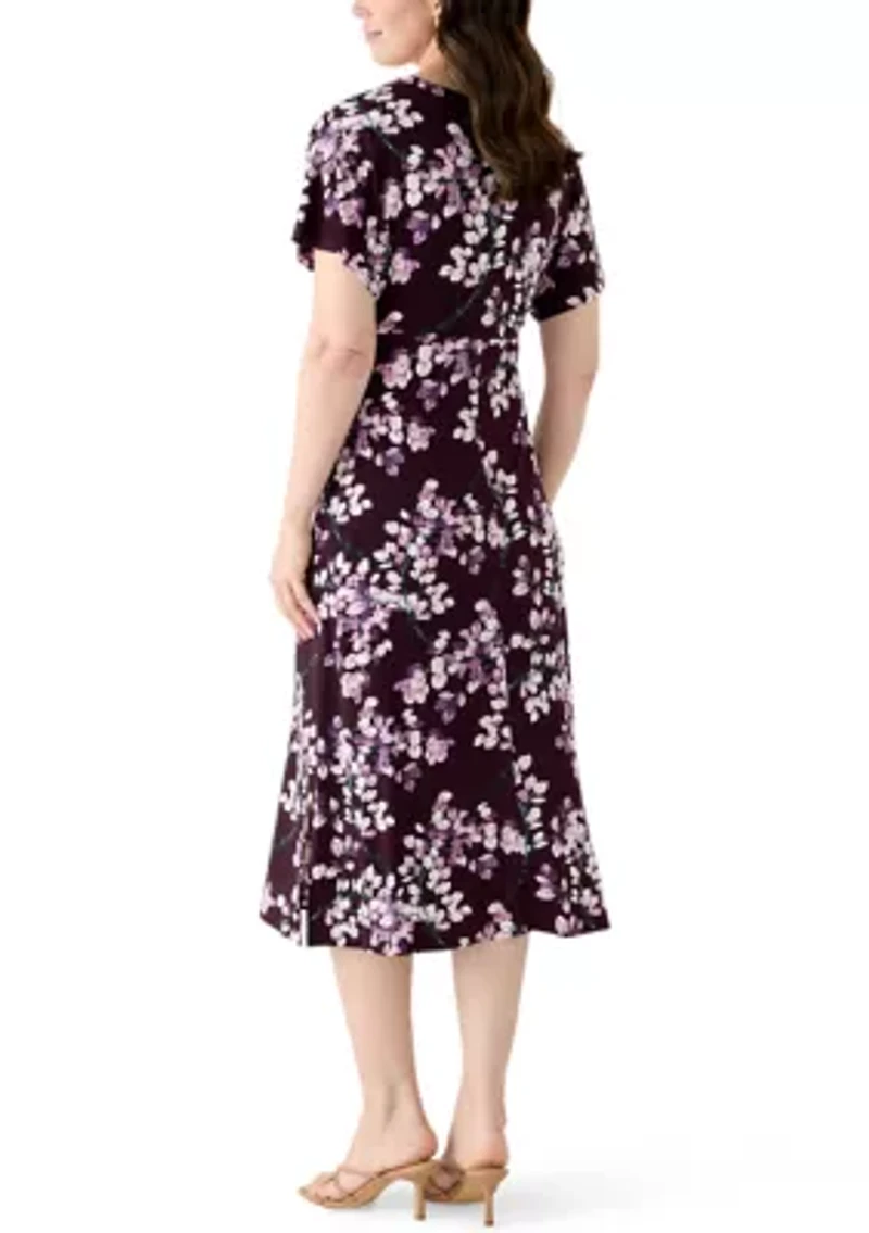 Women's Short Sleeve Printed Midi Dress