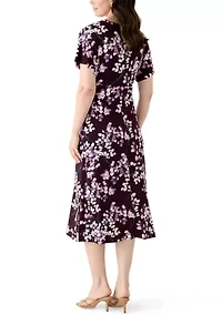 Women's Short Sleeve Printed Midi Dress