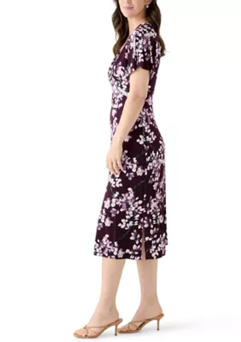 Women's Short Sleeve Printed Midi Dress