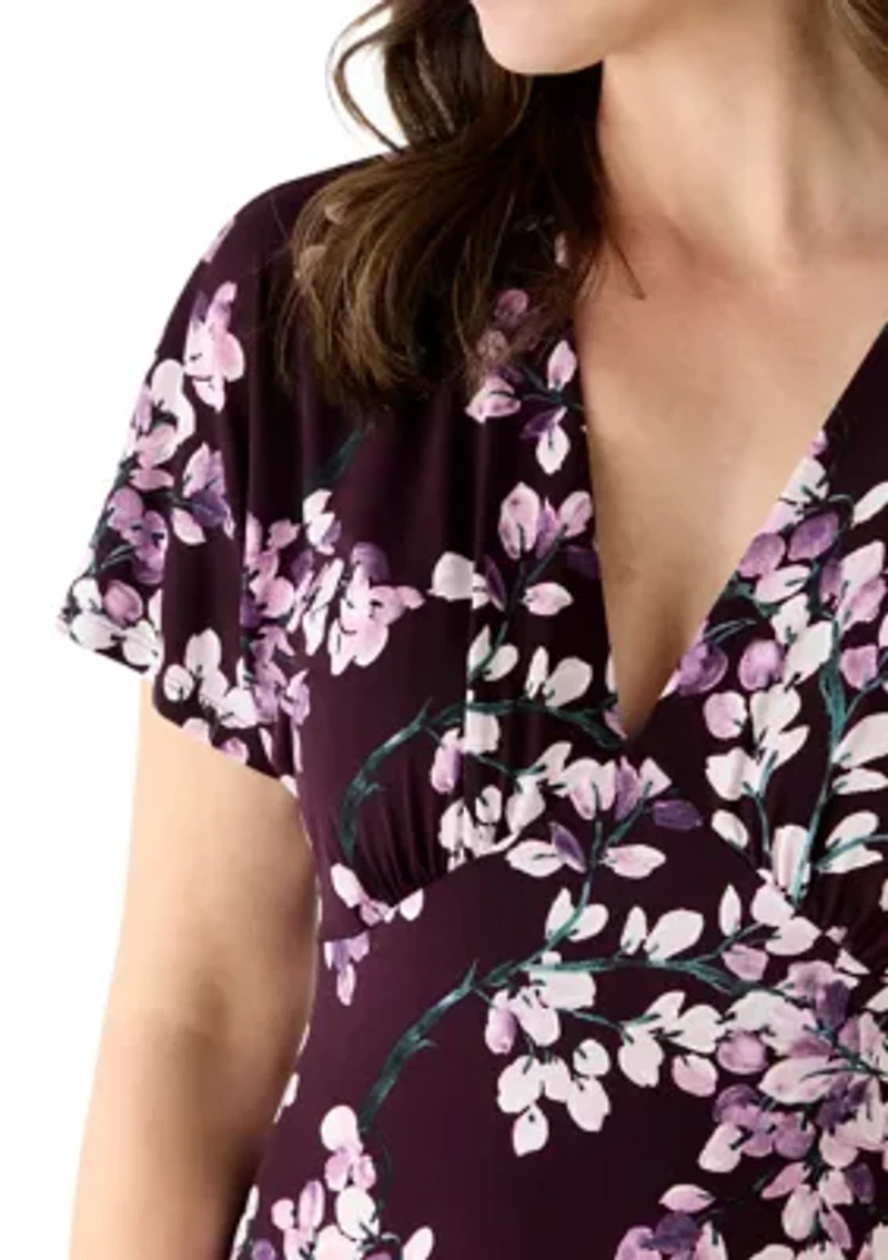 Women's Short Sleeve Printed Midi Dress