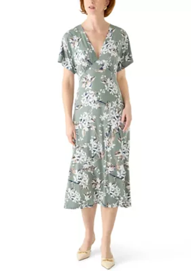 Women's Short Sleeve Printed Maxi Dress