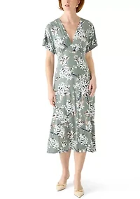 Women's Short Sleeve Printed Maxi Dress