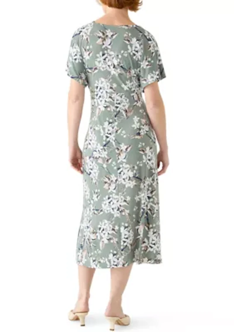 Women's Short Sleeve Printed Maxi Dress