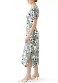 Women's Short Sleeve Printed Maxi Dress