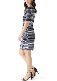 Women's Short Sleeve Printed Shift Dress