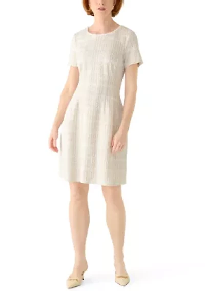 Women's Short Sleeve Solid Tweed Dress