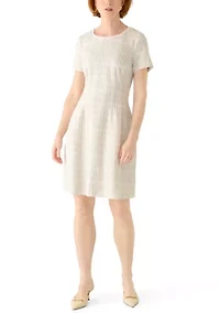 Women's Short Sleeve Solid Tweed Dress