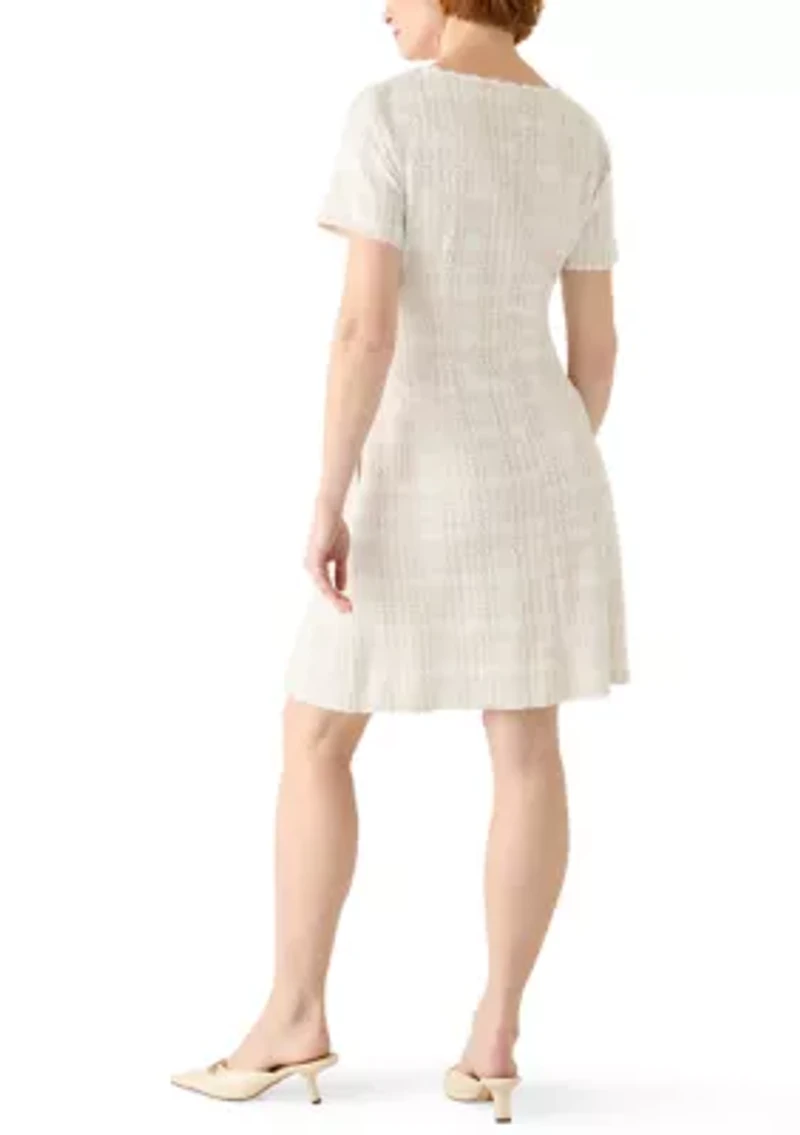 Women's Short Sleeve Solid Tweed Dress