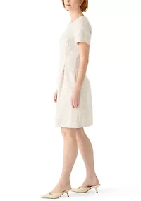 Women's Short Sleeve Solid Tweed Dress