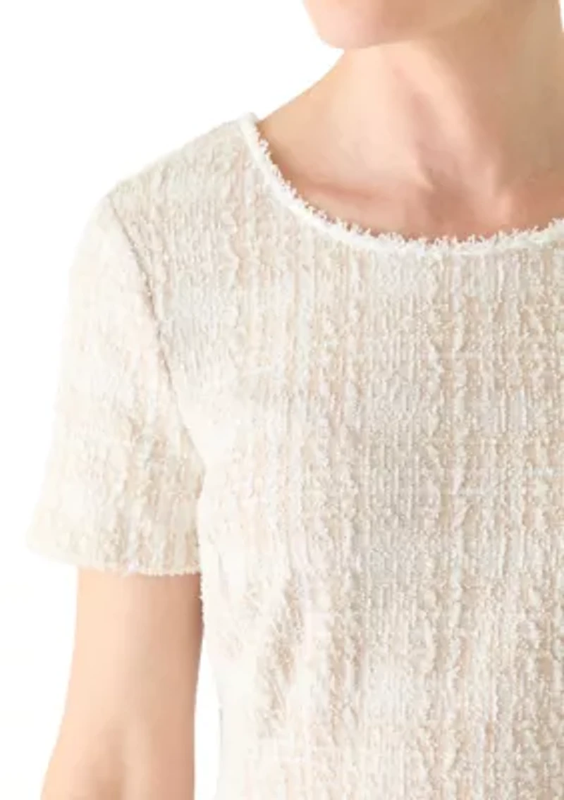 Women's Short Sleeve Solid Tweed Dress