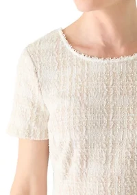 Women's Short Sleeve Solid Tweed Dress