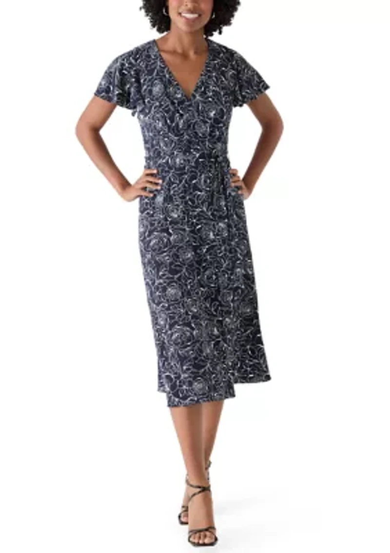 Women's Short Sleeve Printed Airflow Wrap Dress